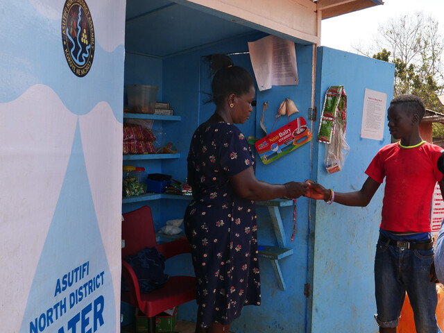 Doris Bosompimaah in her water kiosk