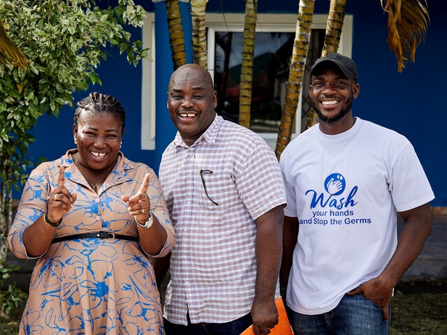 Linda Dedoo, CWSA with Abubakari Wumbei, IRC and Michael Selassie Adrah, WSUP