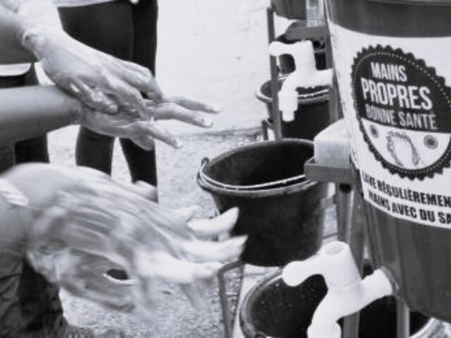 Handwashing during the clean hands good health campaign Burkina