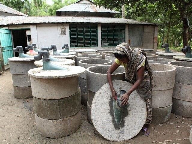 Toilet base construction in Bangladesh