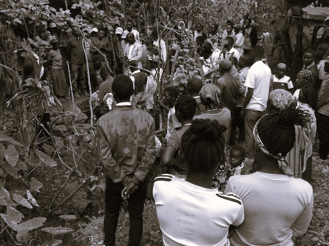 The team visiting a community constructed water scheme