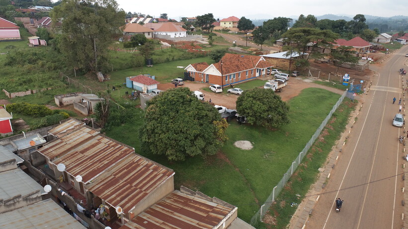 The office of the Midwestern Umbrella in Kyenjojo, Uganda Aerial view on the office of the Midwestern Umbrella in Kyenjojo, Uganda
