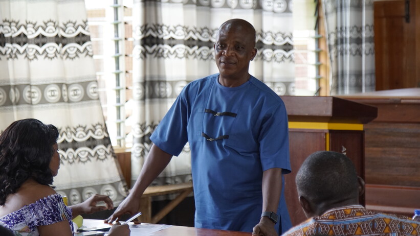Samuel Badu-Baiden, Asutifi North Coordinating Director speaking at the workshop 