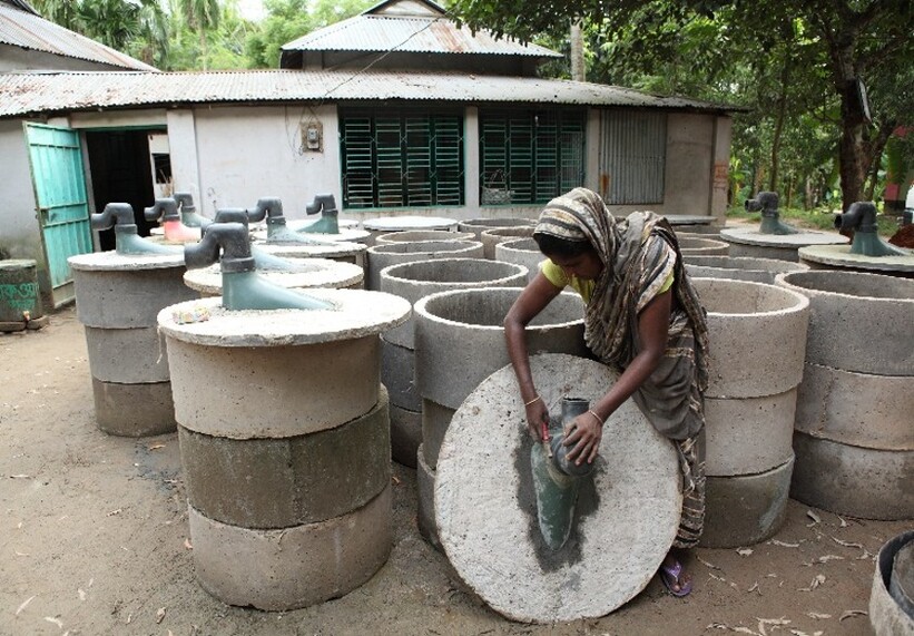 Toilet base construction in Bangladesh