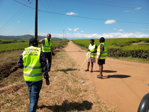District Water officers, Environment officer working with Contractor to Extend water in Kijura