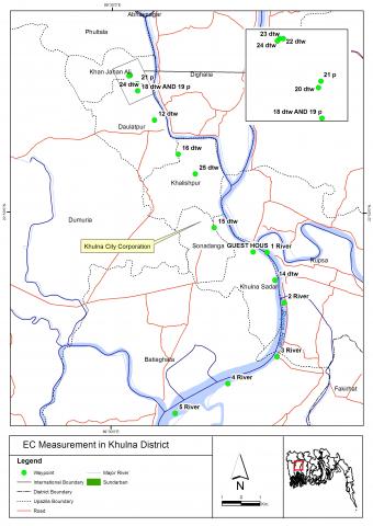 Location of the field work measurement points.