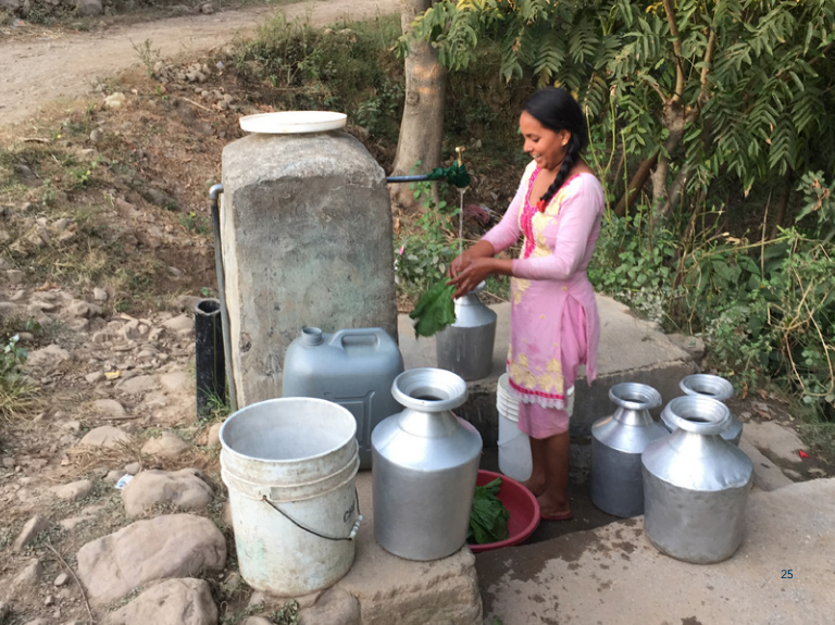 Woman at tap stand