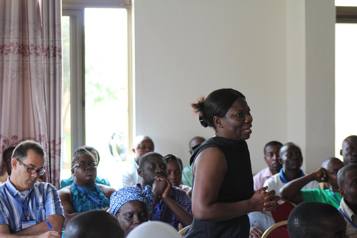 IRC Ghana director Vida Duti making a point at national Mole conference. Photo: IRC Ghana IRC Ghana director Vida Duti speaking at Mole conference 2012