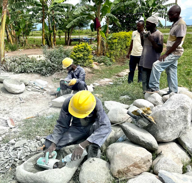 Group of youth working making sinks