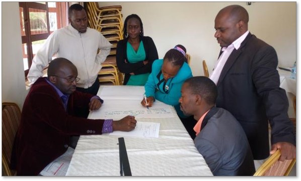 Workshop with learning alliance in Kabarole, incl. District Councillor, District Engineer, Health Officer, NGO representative