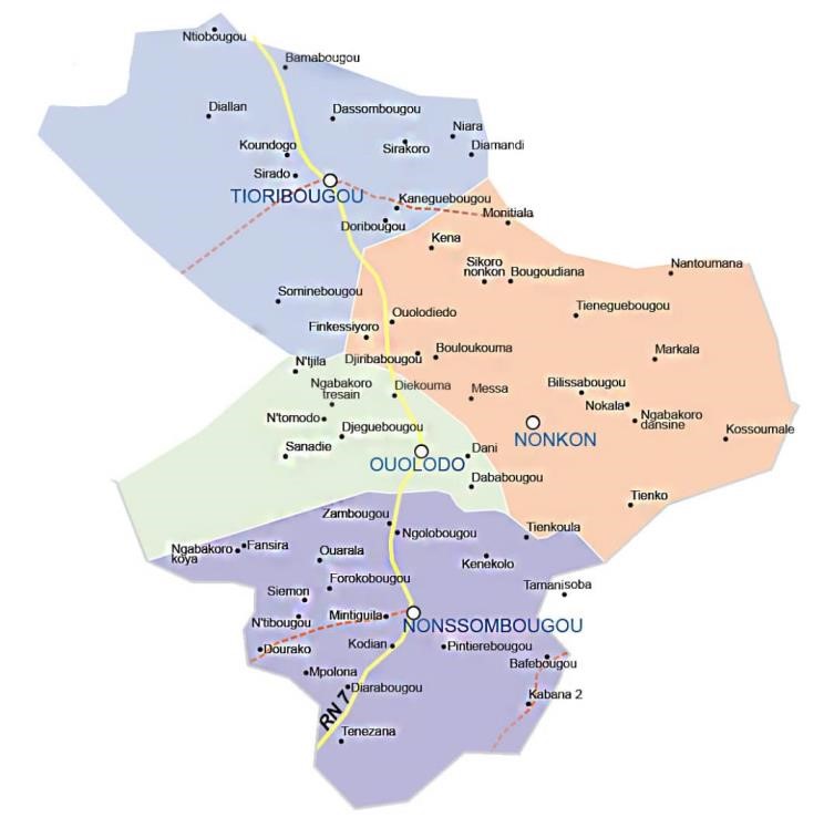 Carte des trois communes de la région de Koulikoro (source Wikipédia) Carte des trois communes de la région de Koulikoro (source Wikipédia)