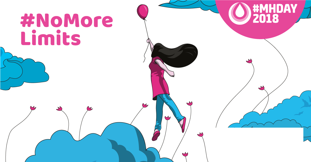 #NoMoreLimits - Good menstrual hygiene empowers women and girls to rise. Courtesy: WASH United Balloon: #NoMoreLimits - Good menstrual hygiene empowers women and girls to rise