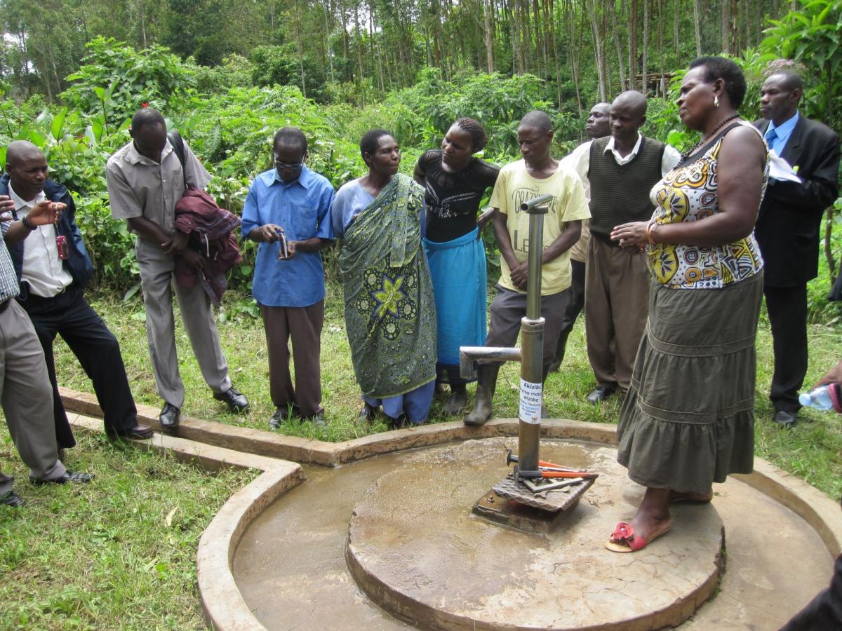 Visiting a community water point in Kabarole District