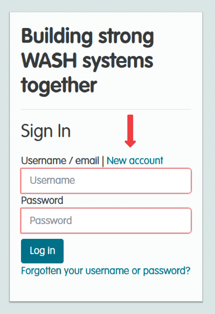 New account screen grab