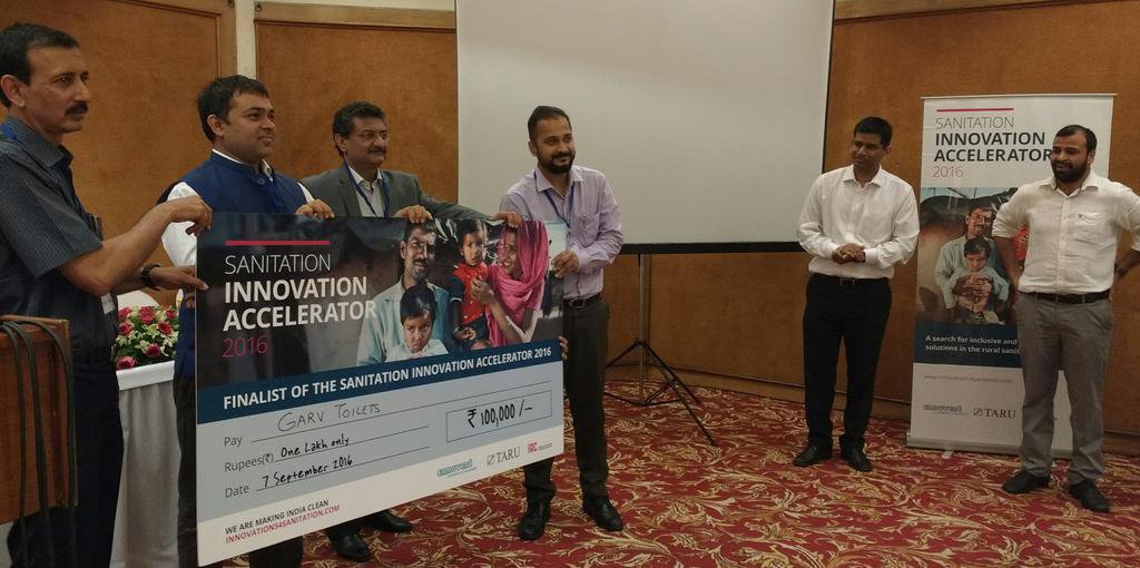 Mayank Midha (4th from left) receives Sanitation Innovation Accelerator award Mayank Midha (4th from left) receives Sanitation Innovation Accelerator award