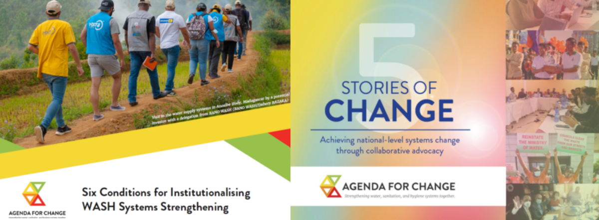 Covers of 2 new Agenda for Change publications on systems strengthening and systems change Covers of 2 new Agenda for Change publications on systems strengthening and systems change