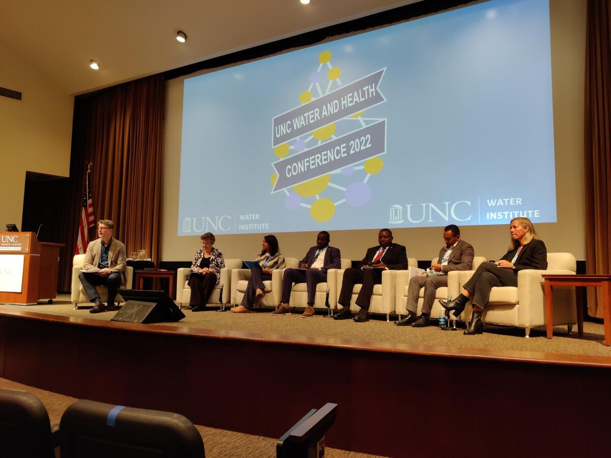 Melaku Worku (IRC Ethiopia) and Clarissa Brocklehurst (IRC Supervisory Board) at the opening plenary of the UNC Water & Health conference 2022. Melaku Worku (IRC Ethiopia) and Clarissa Brocklehurst (IRC Supervisory Board) at the opening plenary of the UNC Water & Health conference 2022.