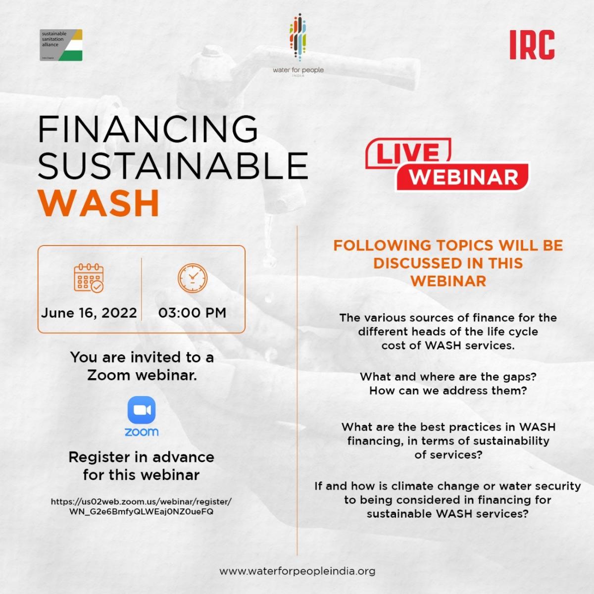 Webinar poster Financing Sustaianble WASH