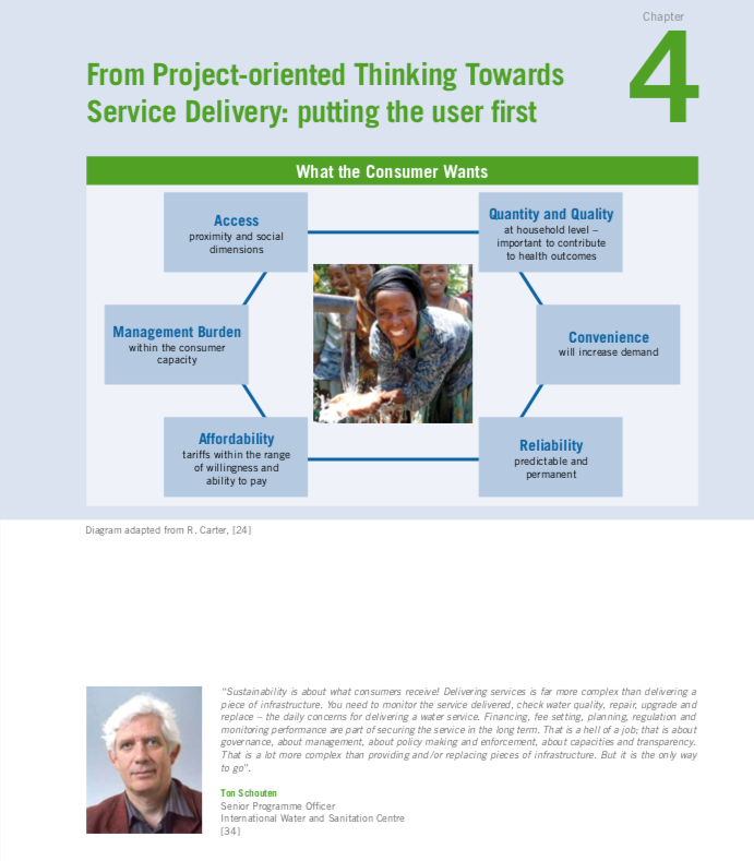 Screenshot from Welthungerhilfe`s Orientation Framework on Water, Sanitation and Hygiene with a quote by Ton Schouten. 